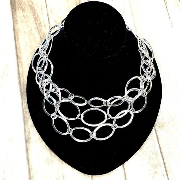 New Pure Expressions Multi Strand Silver Statement Necklace - Picture 2 of 8
